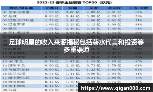 足球明星的收入来源揭秘包括薪水代言和投资等多重渠道